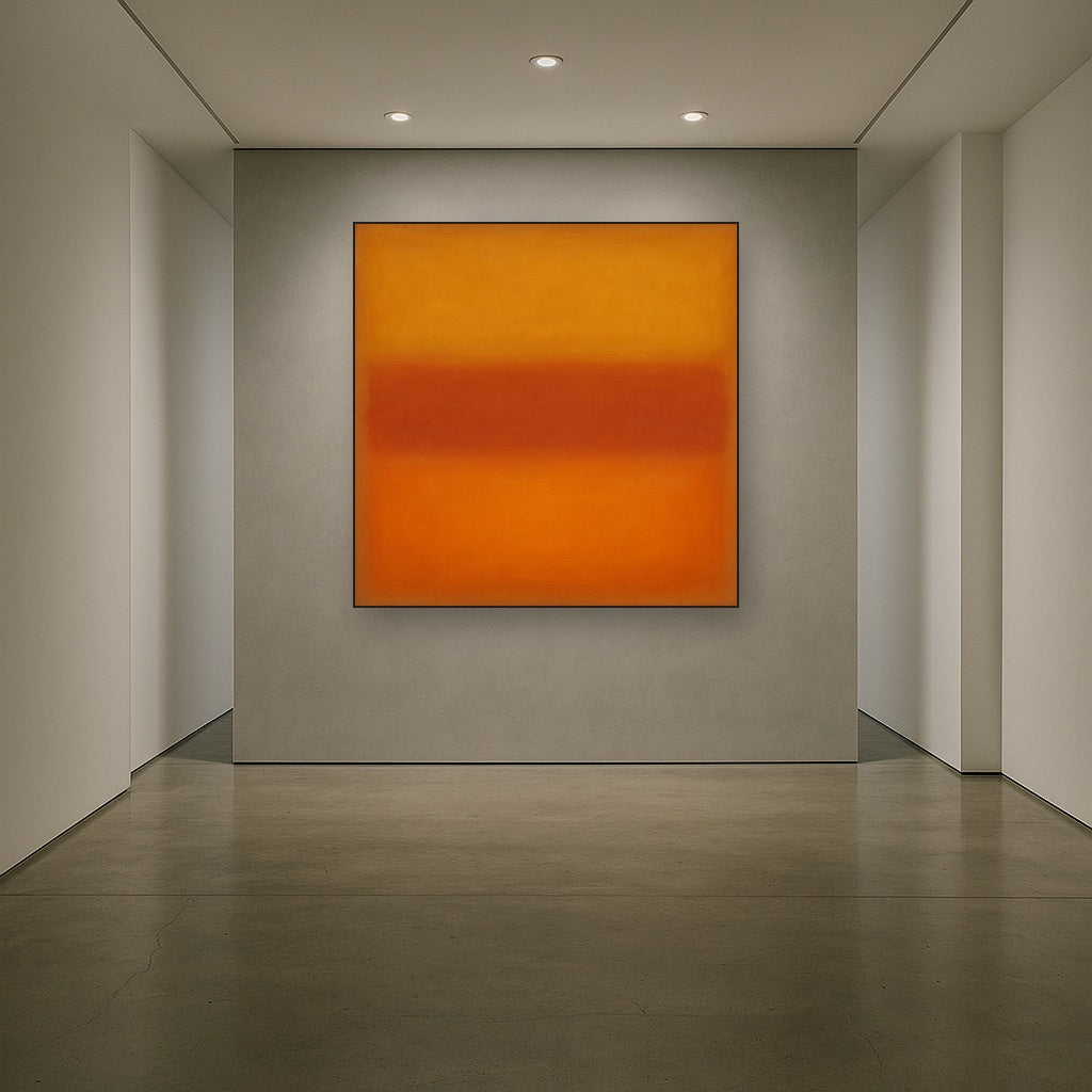 Luminous Ochre & Terracotta Horizon Color Field No. 27 Oil Painting - View 5