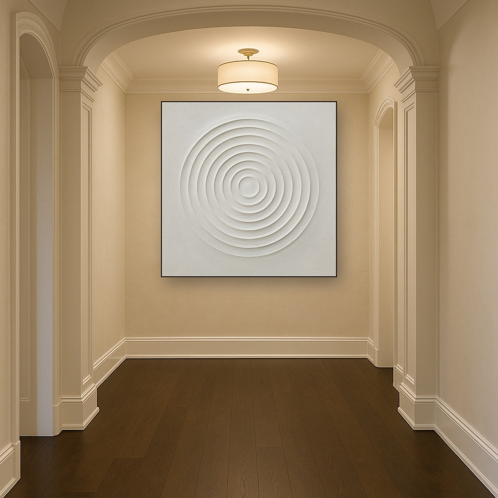 Concentric Zen Circles in Ivory No. 8 - Modern Fine Art Oil Painting - View 5