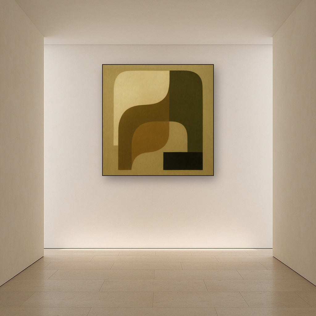 Minimalist Asymmetrical Balance in Raw Umber No. 2 Oil Painting - View 5