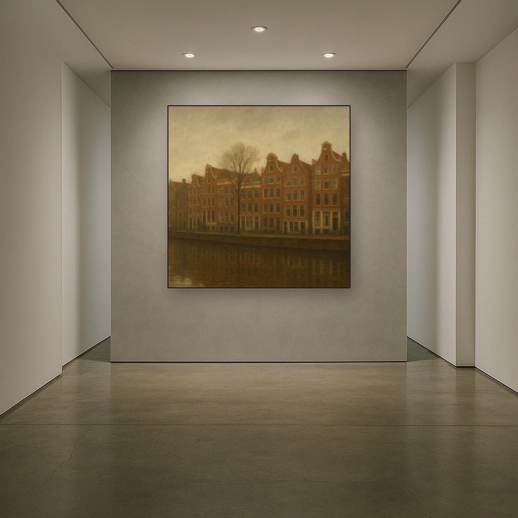 Amsterdam Canal Houses Under Overcast Sky No. 10 Oil Painting - View 5