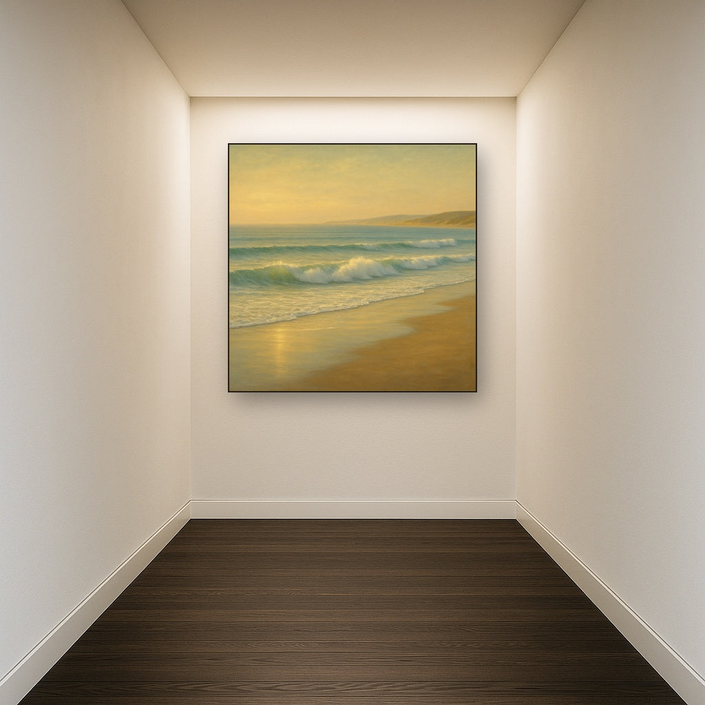 Gentle Breaking Waves & Wet Beach Reflection No. 15 Oil Painting - View 5