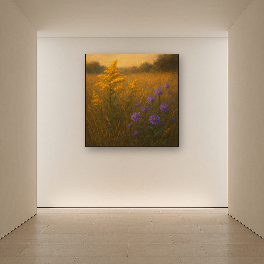 Goldenrod & Autumn Asters in Rustic Meadow No. 8 Fine Art Oil Painting - View 5