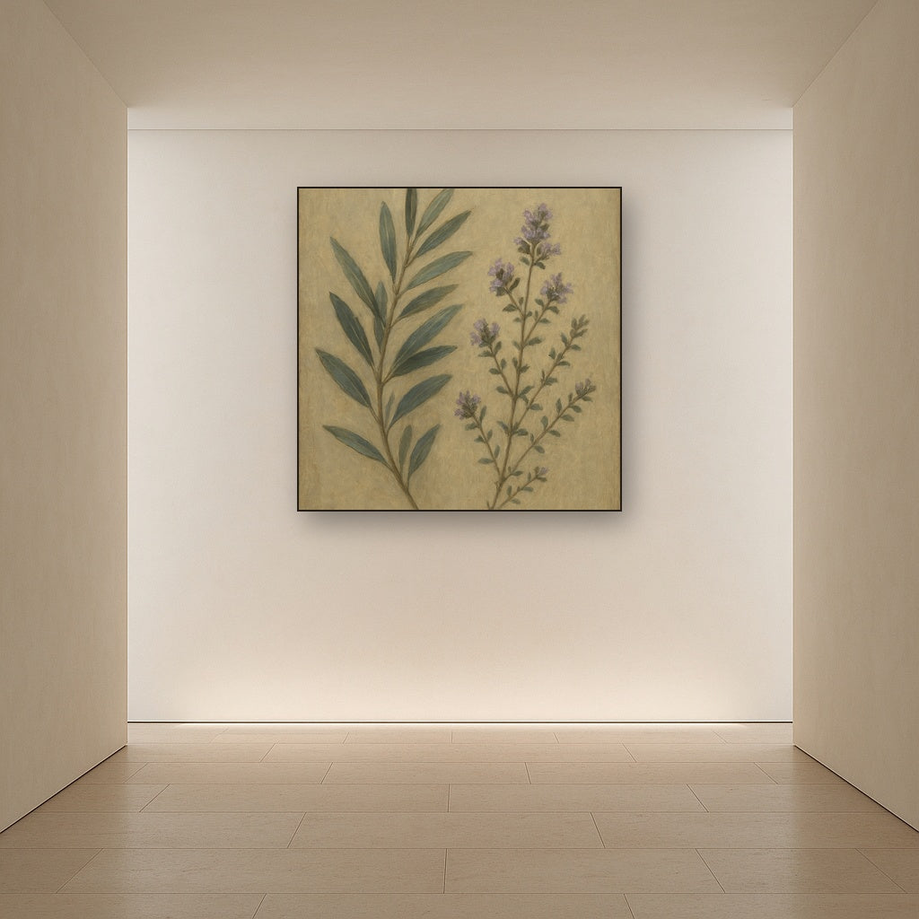 Olive Branches & Wild Thyme Botanical Study No. 4 Fine Art Oil Painting - View 5