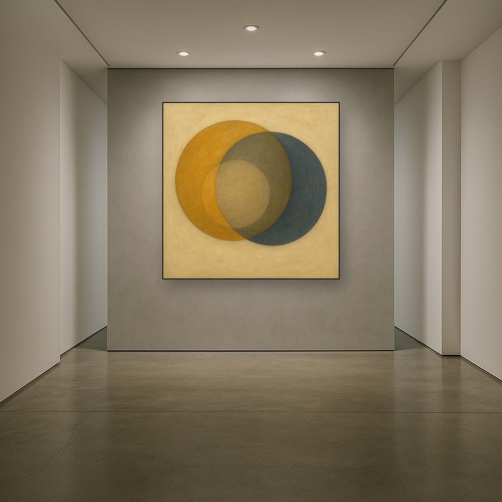 Intersecting Discs in Burnished Ochre & Slate No. 5 Fine Art Oil Painting - View 5