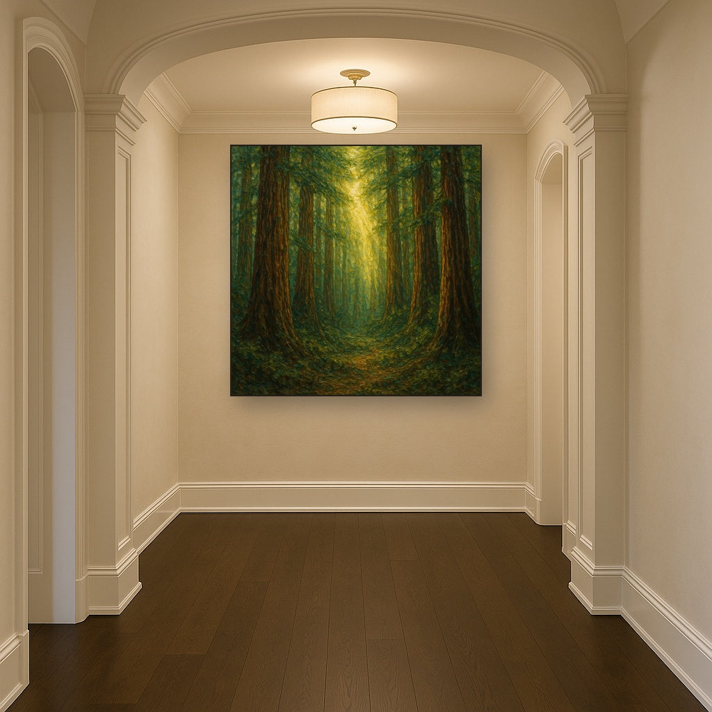 Redwood Canopy Cathedral Landscape Oil Painting - View 5