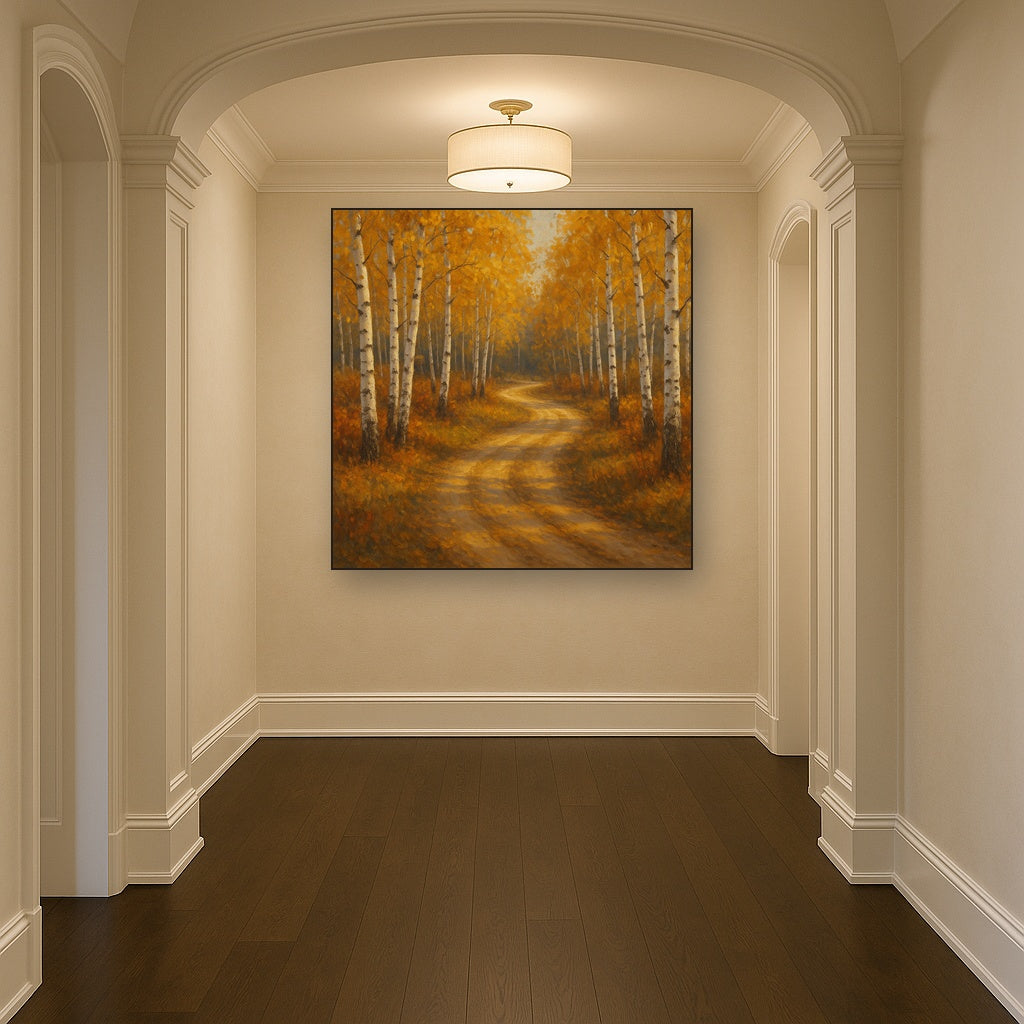 Winding Country Dirt Road through Birch Glade No. 7 Fine Art Oil Painting - View 5