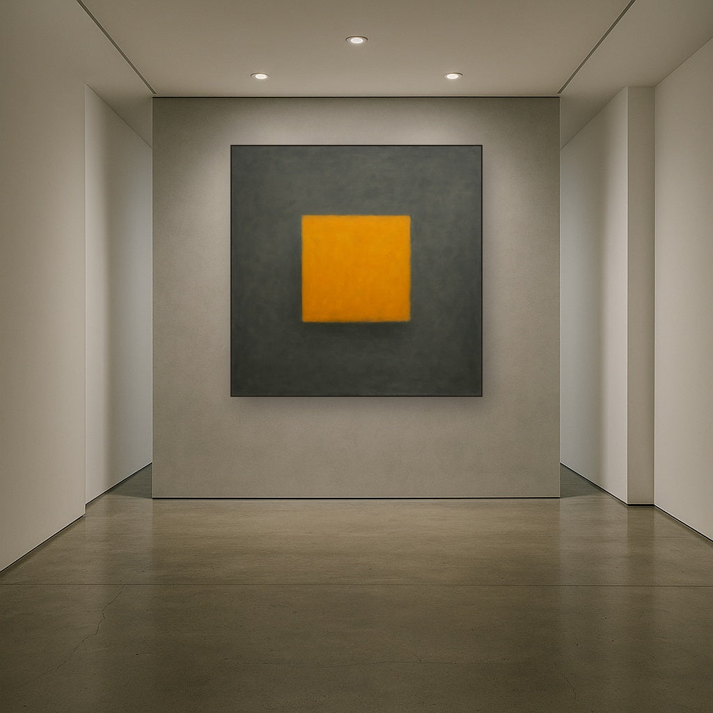 Cadmium Amber & Slate Grey Block No. 10 - Modern Fine Art Oil Painting - View 5