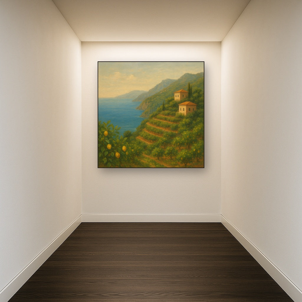 Italian Amalfi Coastline Terraces & Lemon Grove No. 16 Oil Painting - View 5