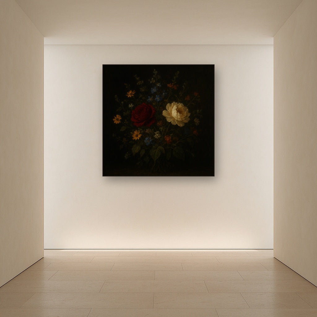 Moody Dutch Master Dark Floral Still Life No. 14 Fine Art Oil Painting - View 5