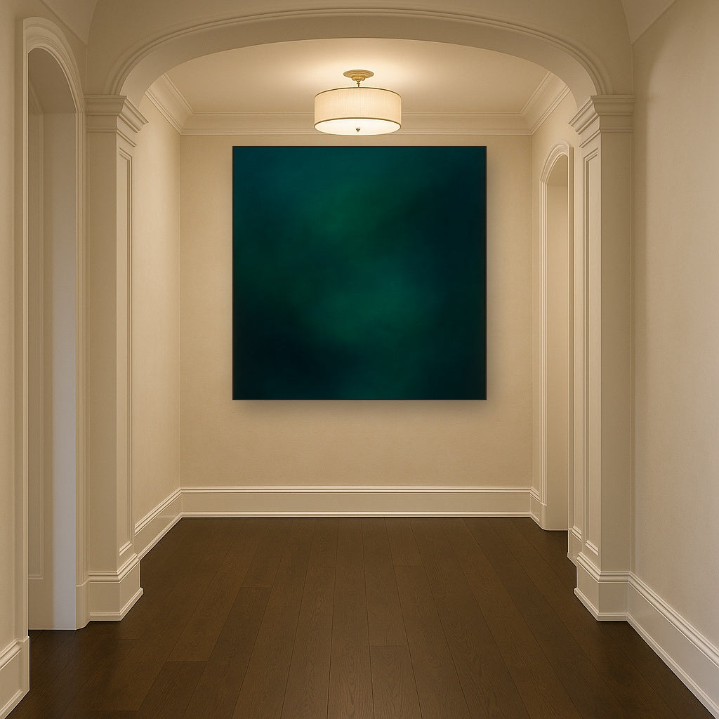 Midnight Teal & Deep Malachite Gradient No. 10 Oil Painting - View 5