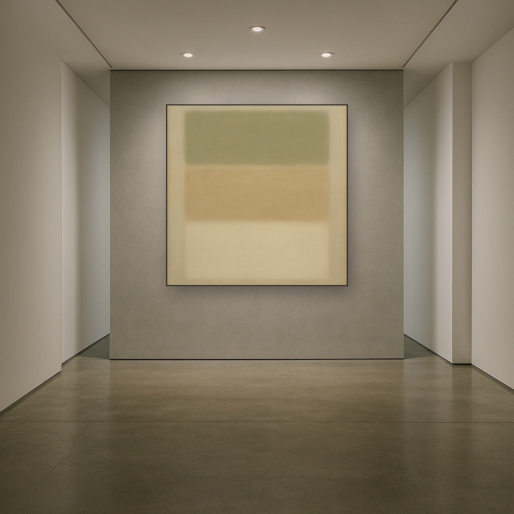 Sage Olive & Pale Sandstone Minimalist Harmony No. 8 Oil Painting - View 5