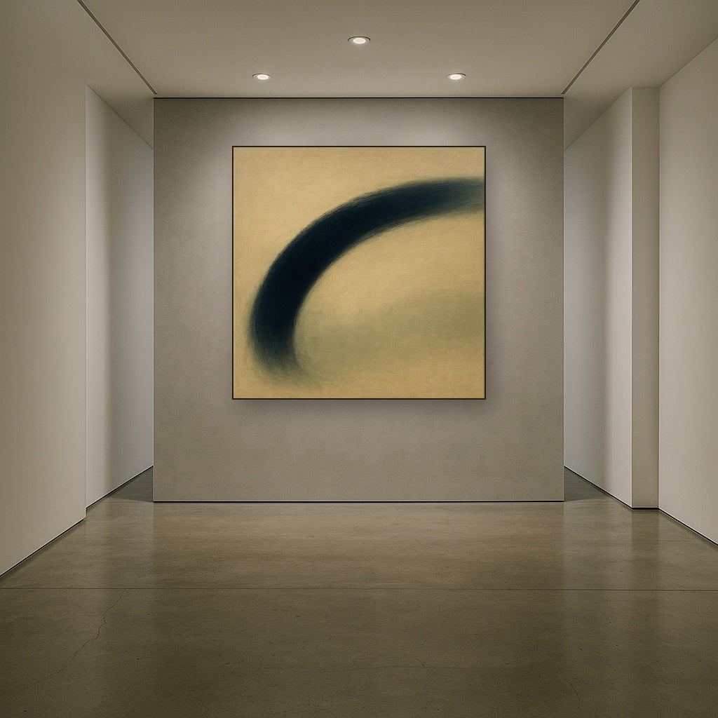 Navy Indigo & Warm Sand Sweep No. 2 - Modern Fine Art Oil Painting - View 5