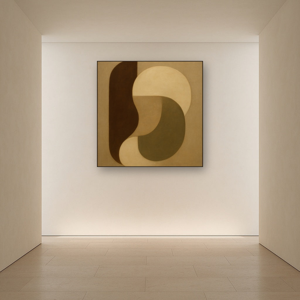 Minimalist Asymmetrical Balance in Raw Umber No. 19 Oil Painting - View 5