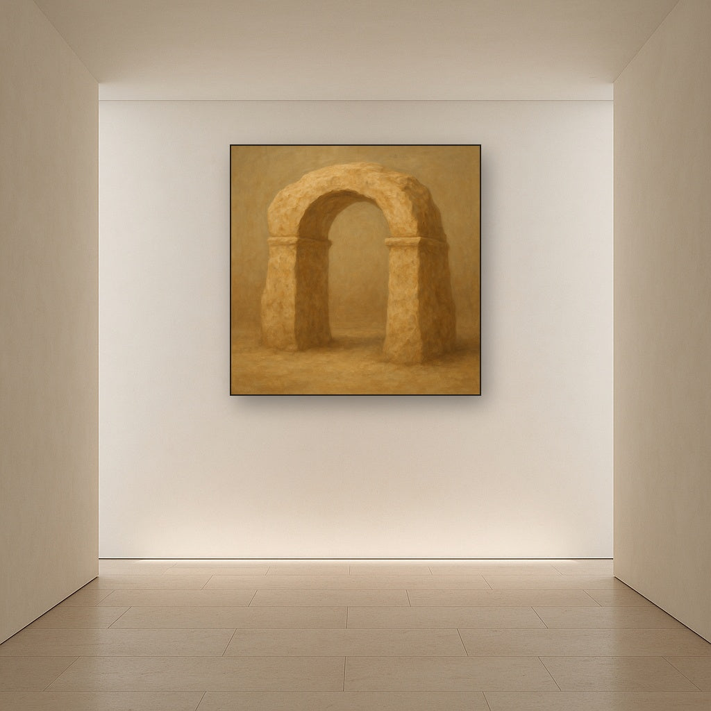 Travertine Stone Arch & Earth Tones Oil Painting - View 5