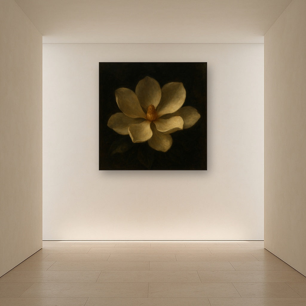 Magnolia Blossom in Quiet Chiaroscuro No. 7 Fine Art Oil Painting - View 5
