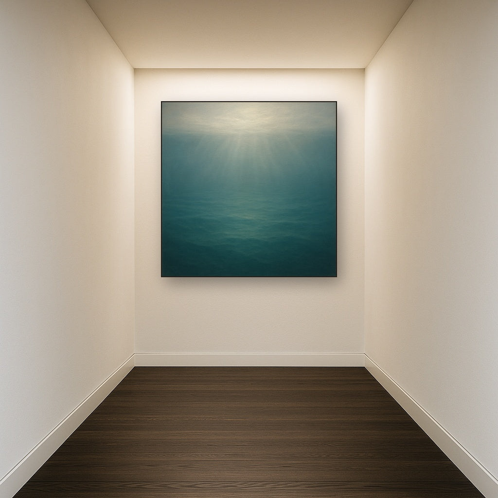 Minimalist Aquamarine Reef Void No. 10 - Modern Fine Art Oil Painting - View 5