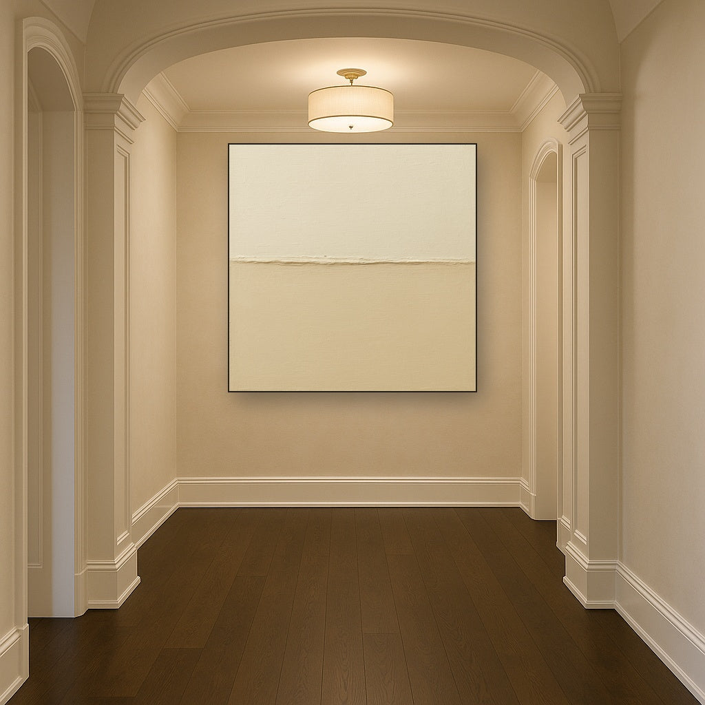 Minimalist White Horizon Band No. 7 - Modern Fine Art Oil Painting - View 5