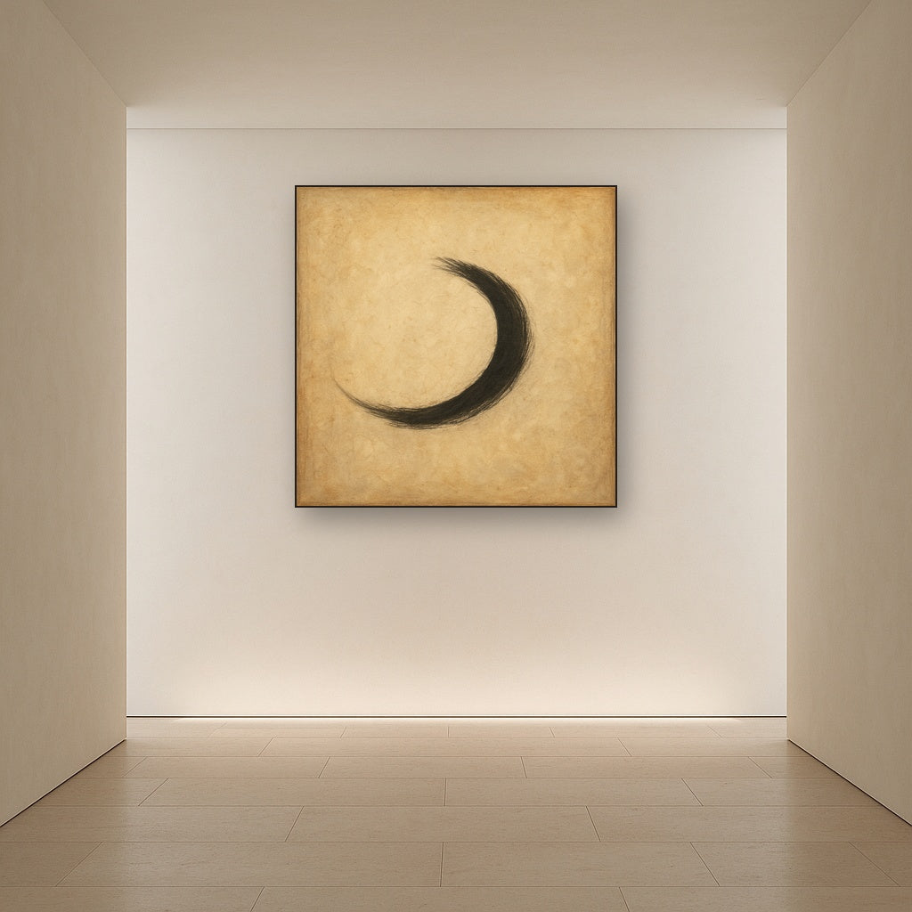 Aged Rice Paper & Charcoal Calligraphic Balance No. 2 Oil Painting - View 5