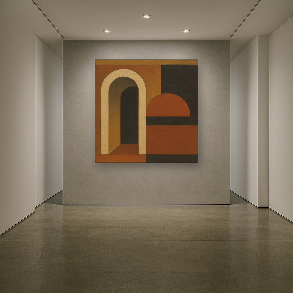 Bauhaus Archway & Terracotta Semicircle Suite No. 12 Fine Art Oil Painting - View 5