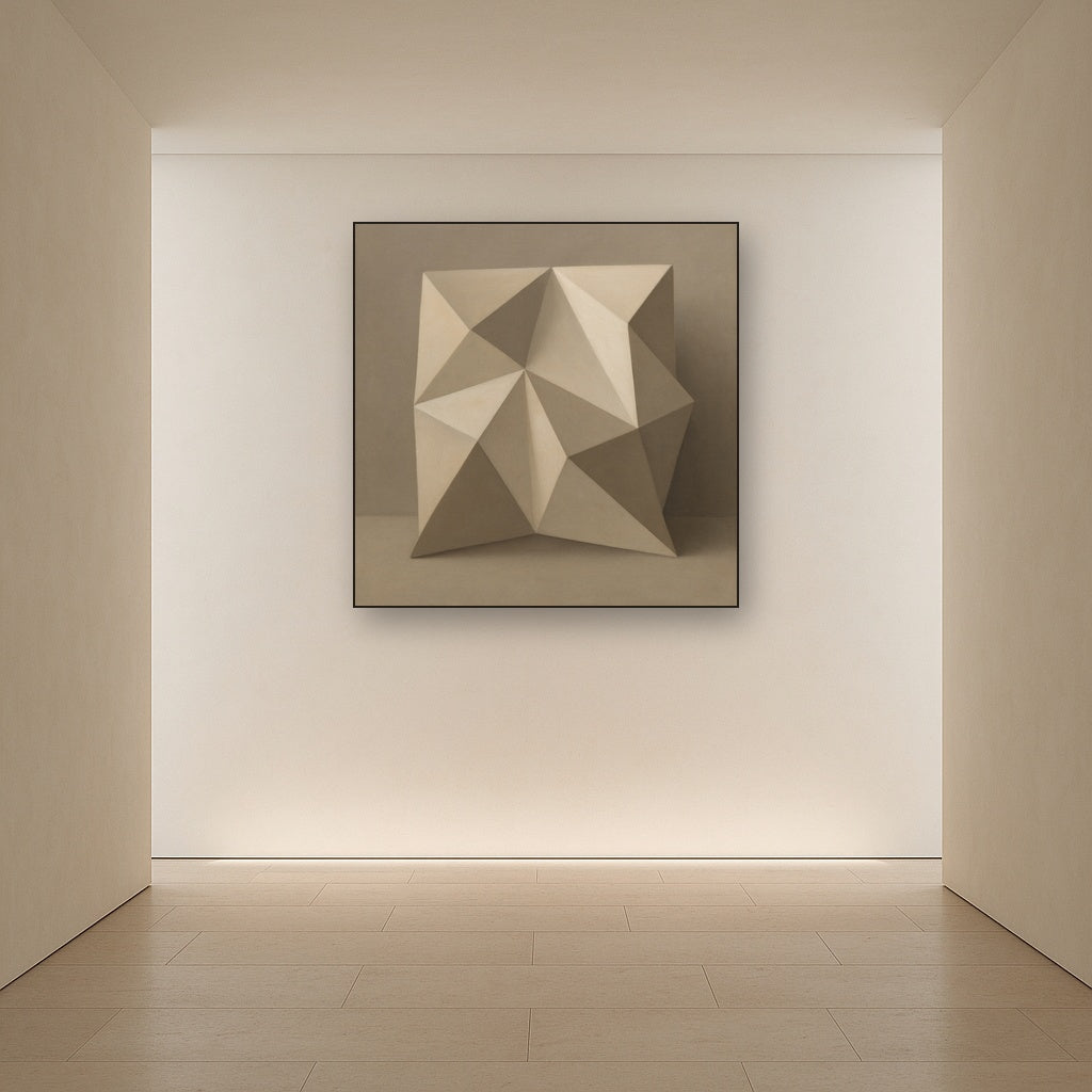 Folded Paper Geometry in Neutral Gradient Shadows No. 12 Oil Painting - View 5