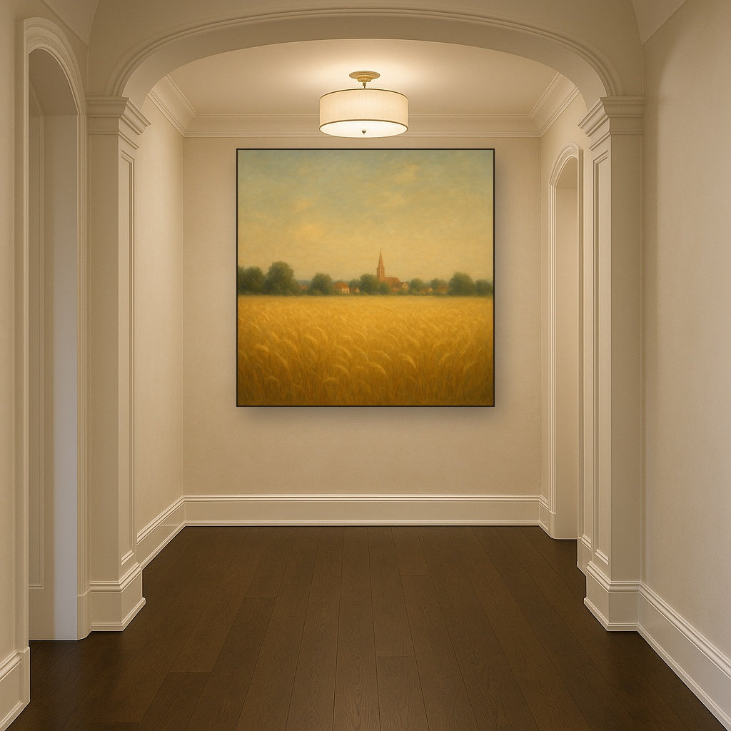 Sun-Drenched Wheatfield & Distant Village No. 7 Oil Painting - View 5
