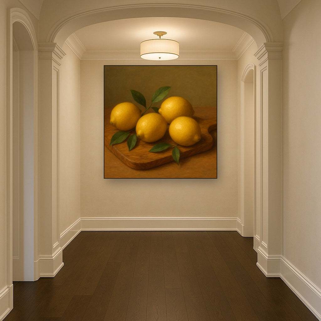 Meyer Lemons on Olive Wood Board No. 10 Oil Painting - View 5