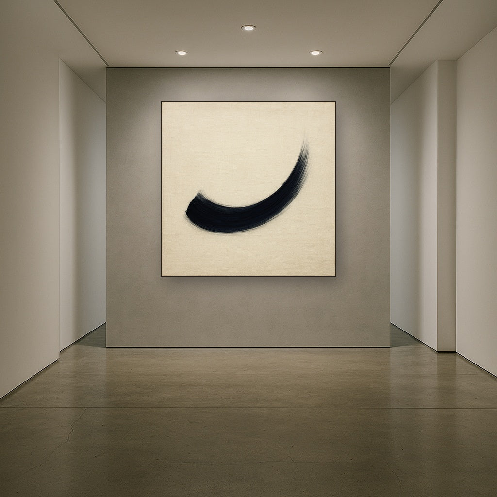 Monochrome Brushstroke Void No. 5 - Modern Fine Art Oil Painting - View 5