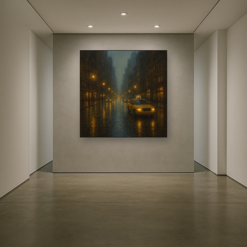 Rain-Drenched Manhattan Avenue Lights No. 19 Oil Painting - View 5