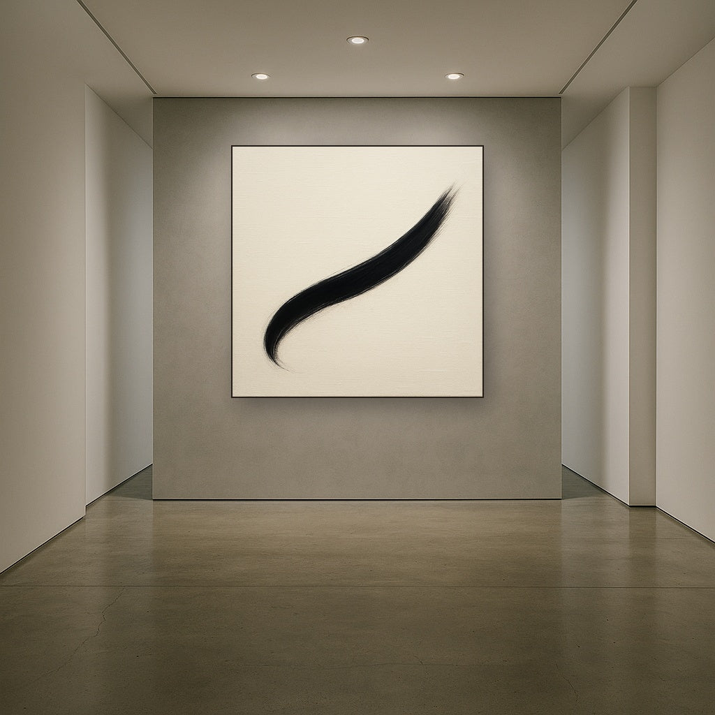Monochrome Brushstroke Void No. 5 - Modern Fine Art Oil Painting - View 5