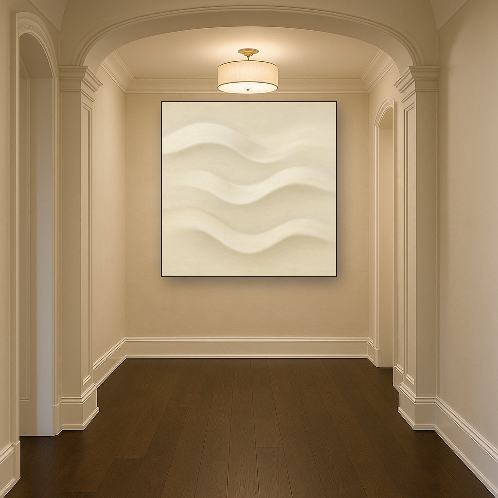 Monochrome Wave Relief No. 2 - Modern Fine Art Oil Painting - View 5