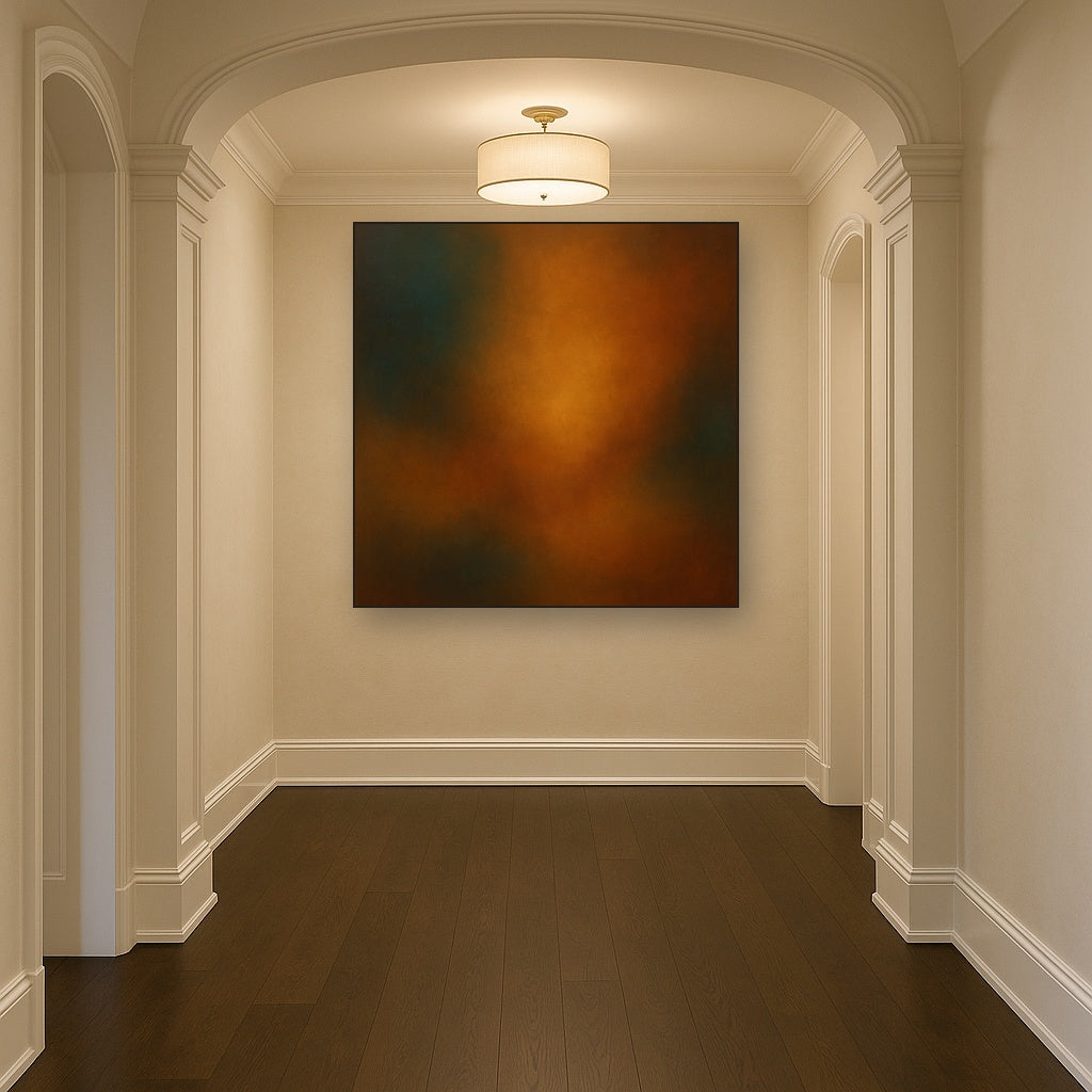 Deep Topaz & Spiced Terracotta Glow Oil Painting - View 5