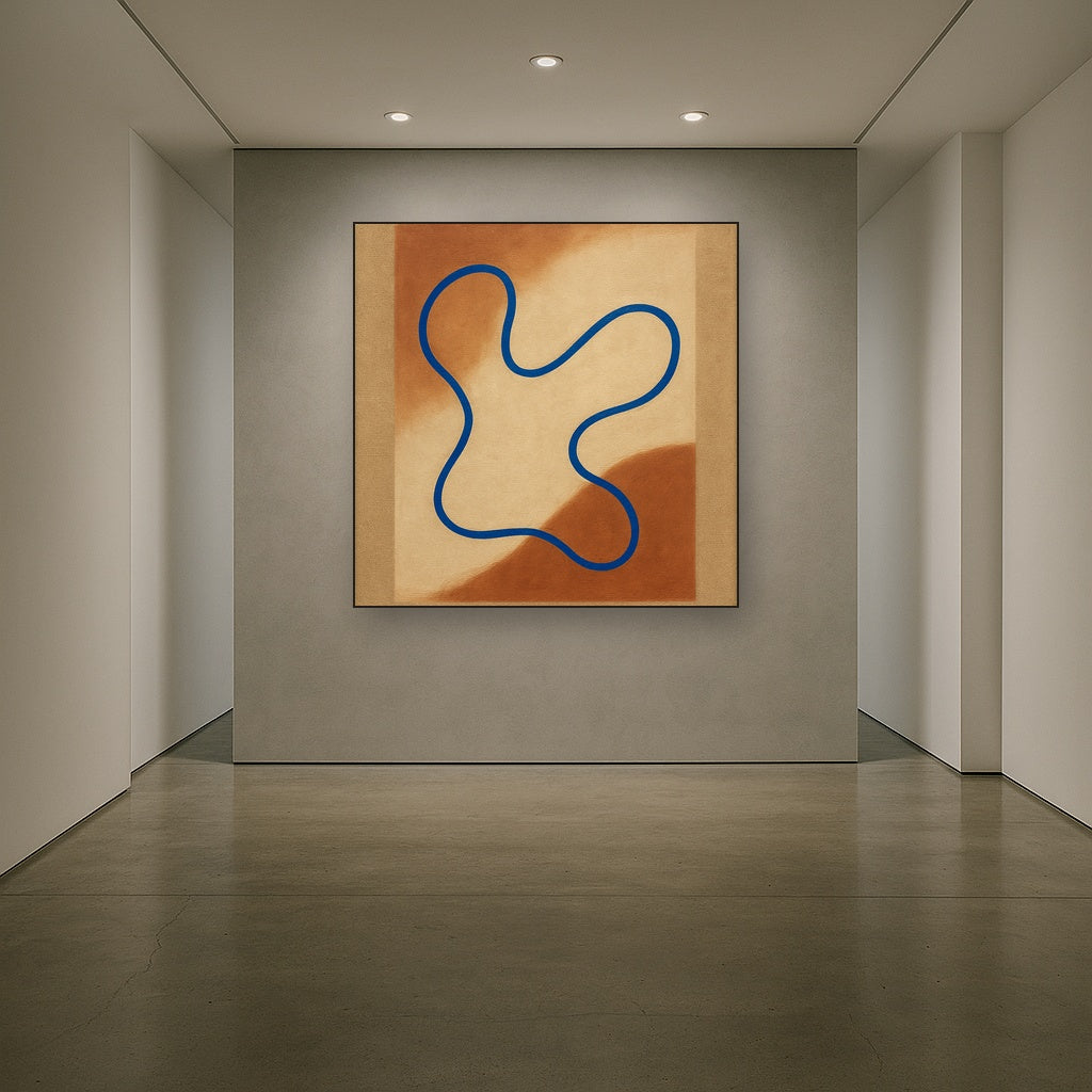 Cobalt Blue & Pale Oat Contour No. 8 - Modern Fine Art Oil Painting - View 5