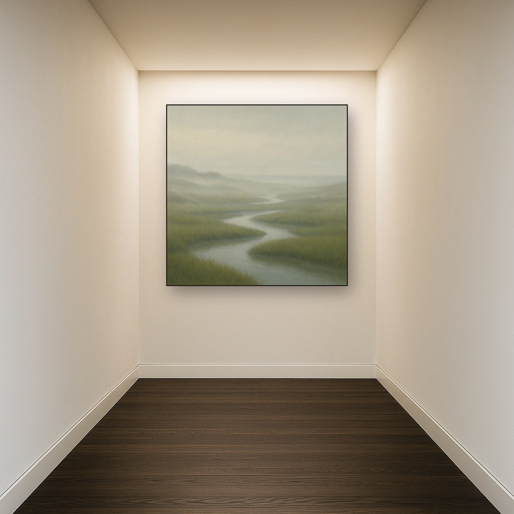 Morning Fog over Cape Cod Tidal Marsh No. 8 Oil Painting - View 5