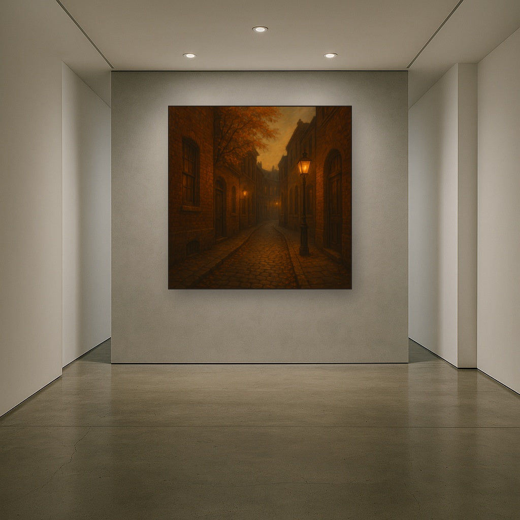 London Gaslamp Alley in Autumn Dusk No. 20 Oil Painting - View 5
