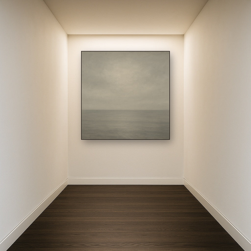Monochrome Ocean Silence No. 5 - Modern Fine Art Oil Painting - View 5