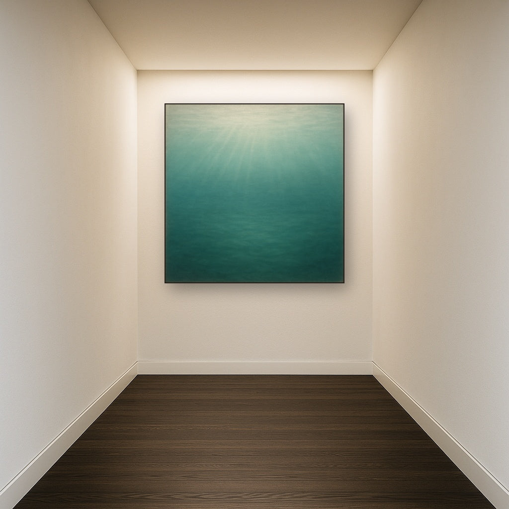 Minimalist Aquamarine Reef Void No. 10 - Modern Fine Art Oil Painting - View 5