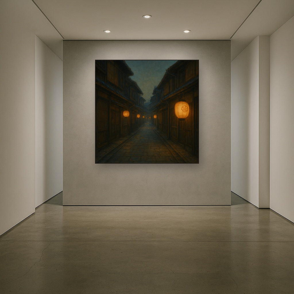 Old Kyoto Gion Alley in Soft Lantern Light No. 2 Oil Painting - View 5