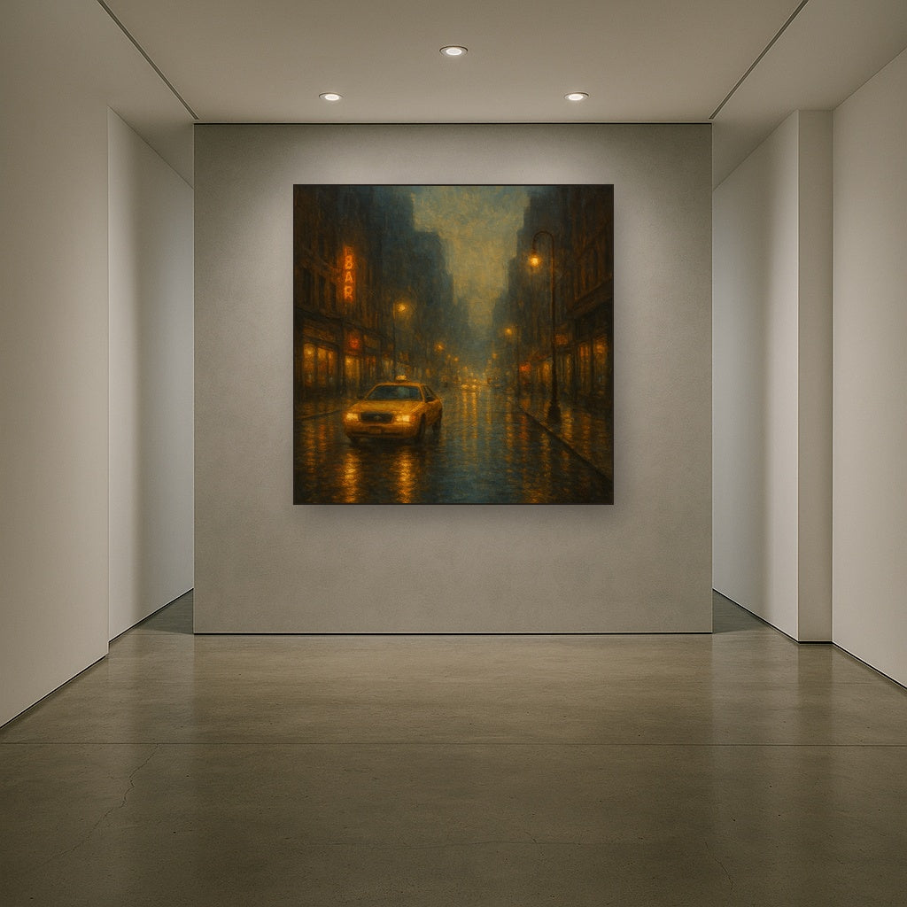 Rain-Drenched Manhattan Avenue Lights No. 17 Oil Painting - View 5