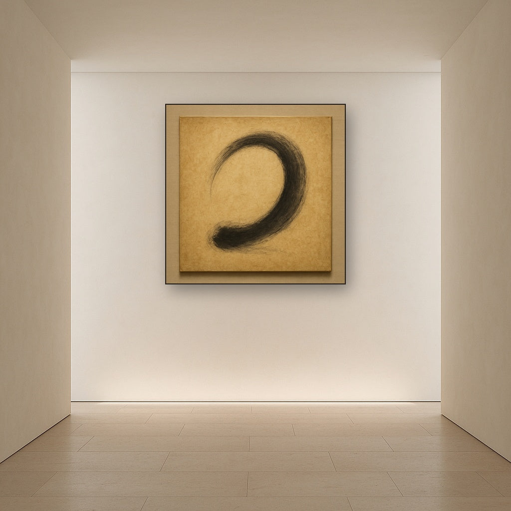 Aged Rice Paper & Charcoal Calligraphic Balance No. 28 Oil Painting - View 5