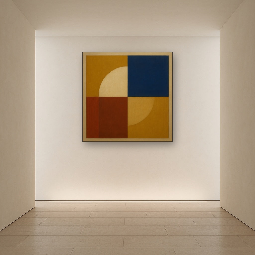 Bauhaus Quadrant Harmony in Primary Earth Tones No. 11 Oil Painting - View 5