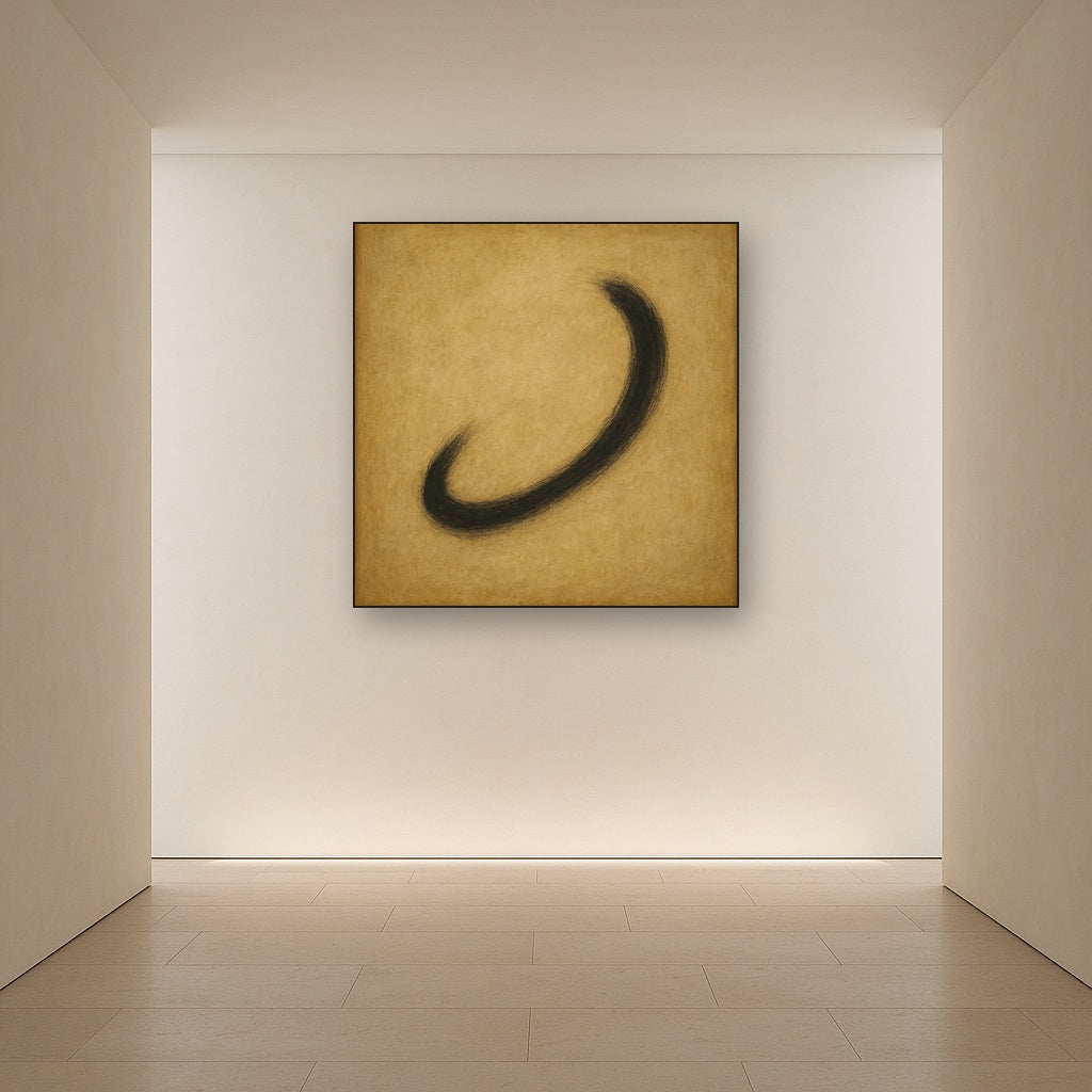 Aged Rice Paper & Charcoal Calligraphic Balance No. 29 Oil Painting - View 5