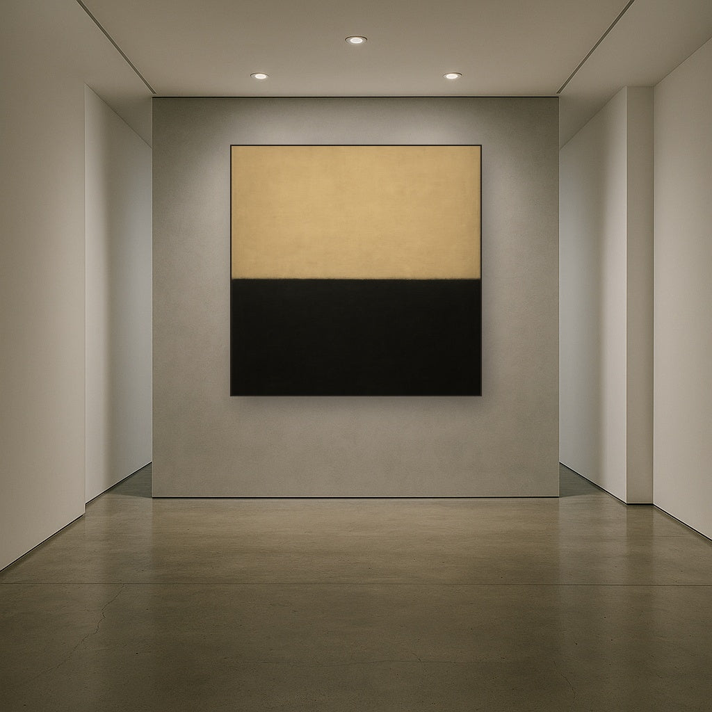 Onyx & Warm Biscuit Horizon No. 9 - Modern Fine Art Oil Painting - View 5