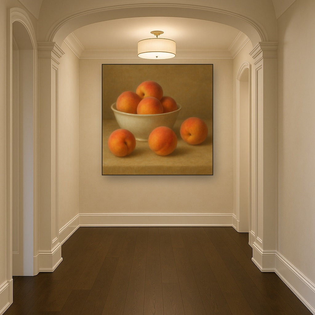 Heirloom Peaches & White Ceramic Bowl No. 7 Oil Painting - View 5