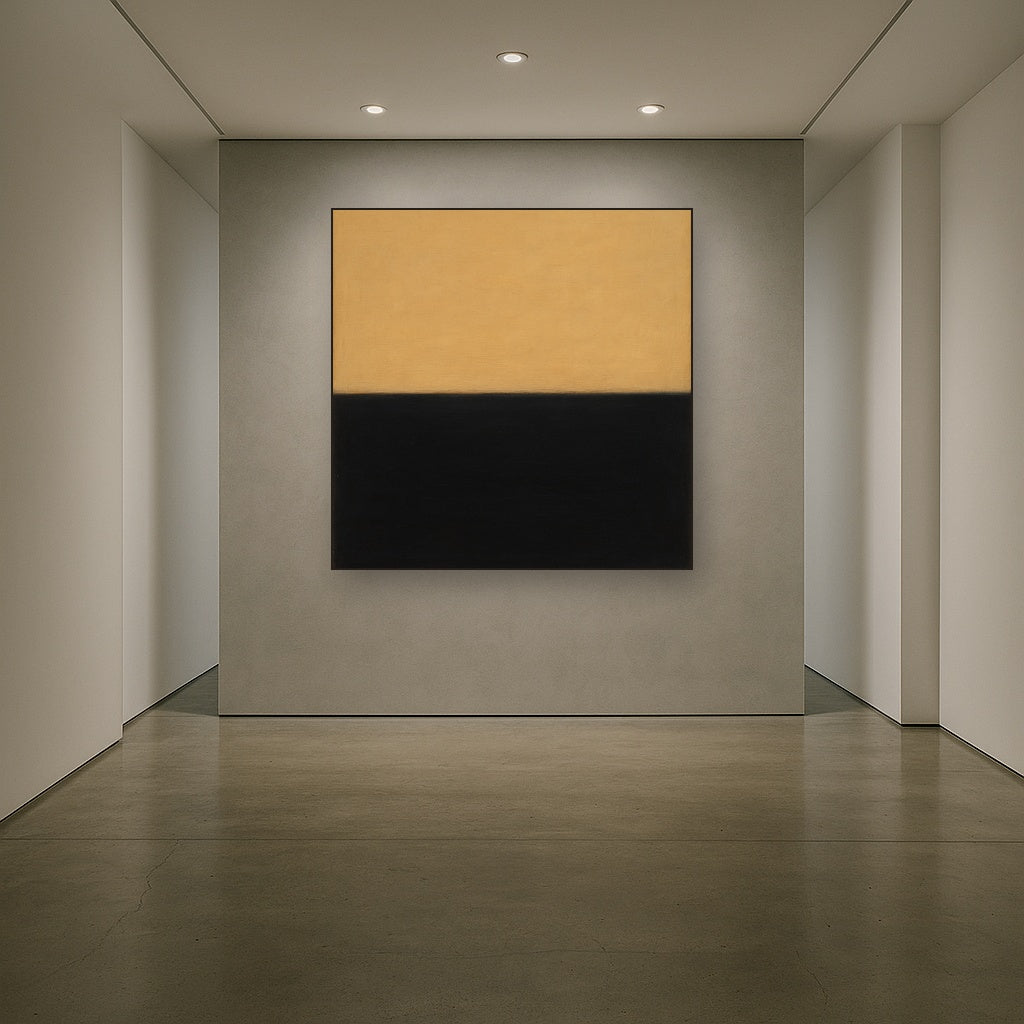 Onyx & Warm Biscuit Horizon No. 9 - Modern Fine Art Oil Painting - View 5