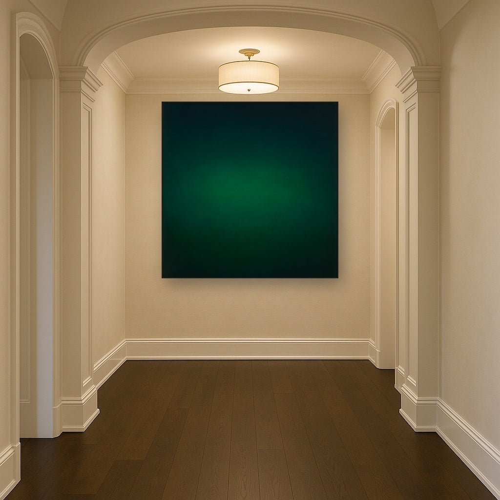 Midnight Teal & Deep Malachite Gradient No. 3 Oil Painting - View 5