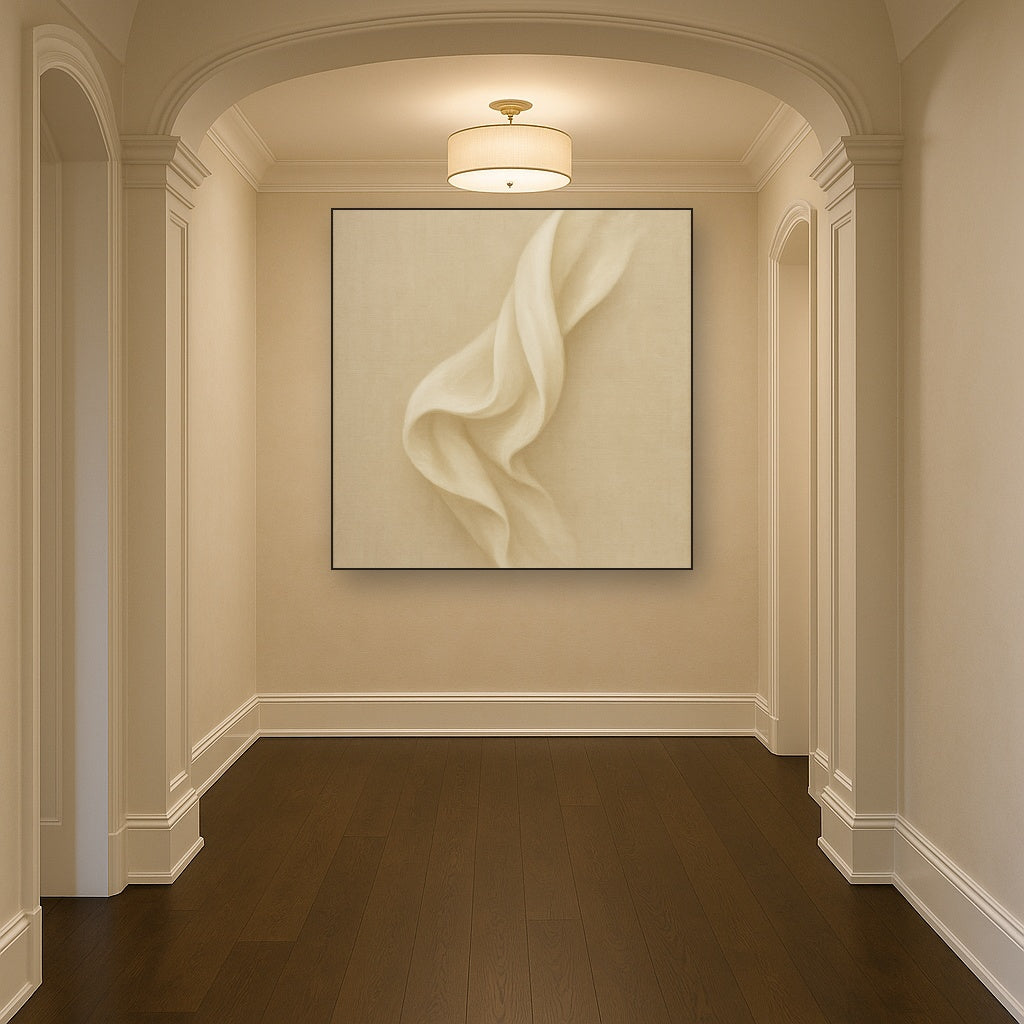 Alabaster Linen Texture Fold No. 4 - Modern Fine Art Oil Painting - View 5