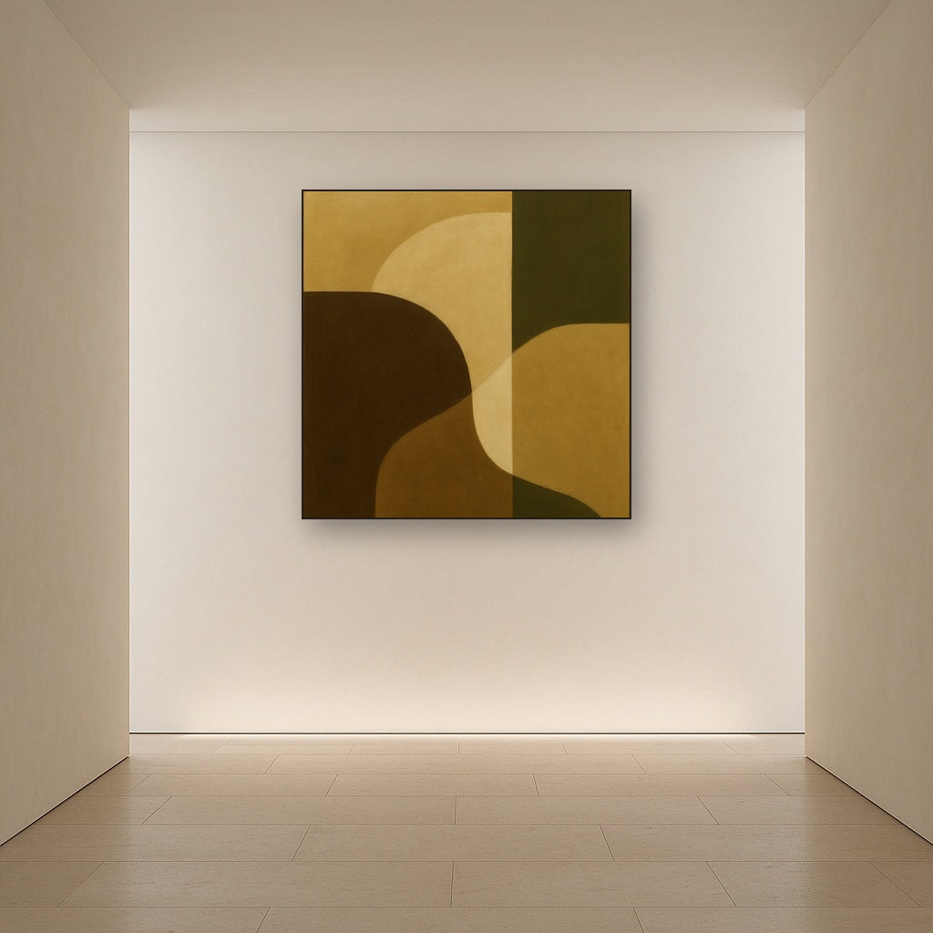 Minimalist Asymmetrical Balance in Raw Umber No. 6 Oil Painting - View 5