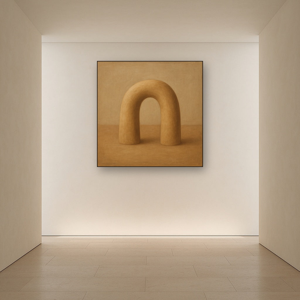 Warm Beige Travertine Arch No. 1 - Modern Fine Art Oil Painting - View 5