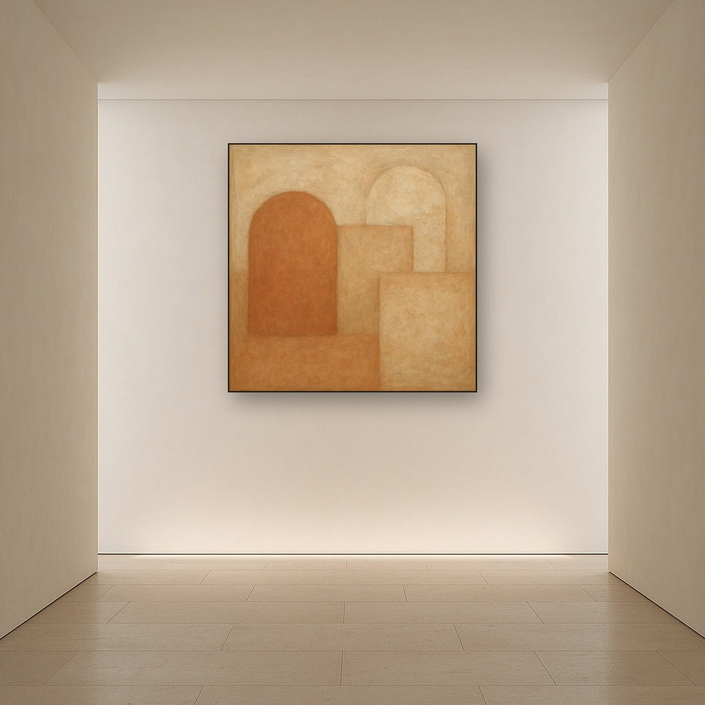 Earthy Terracotta & Weathered Plaster Wash No. 21 Oil Painting - View 5