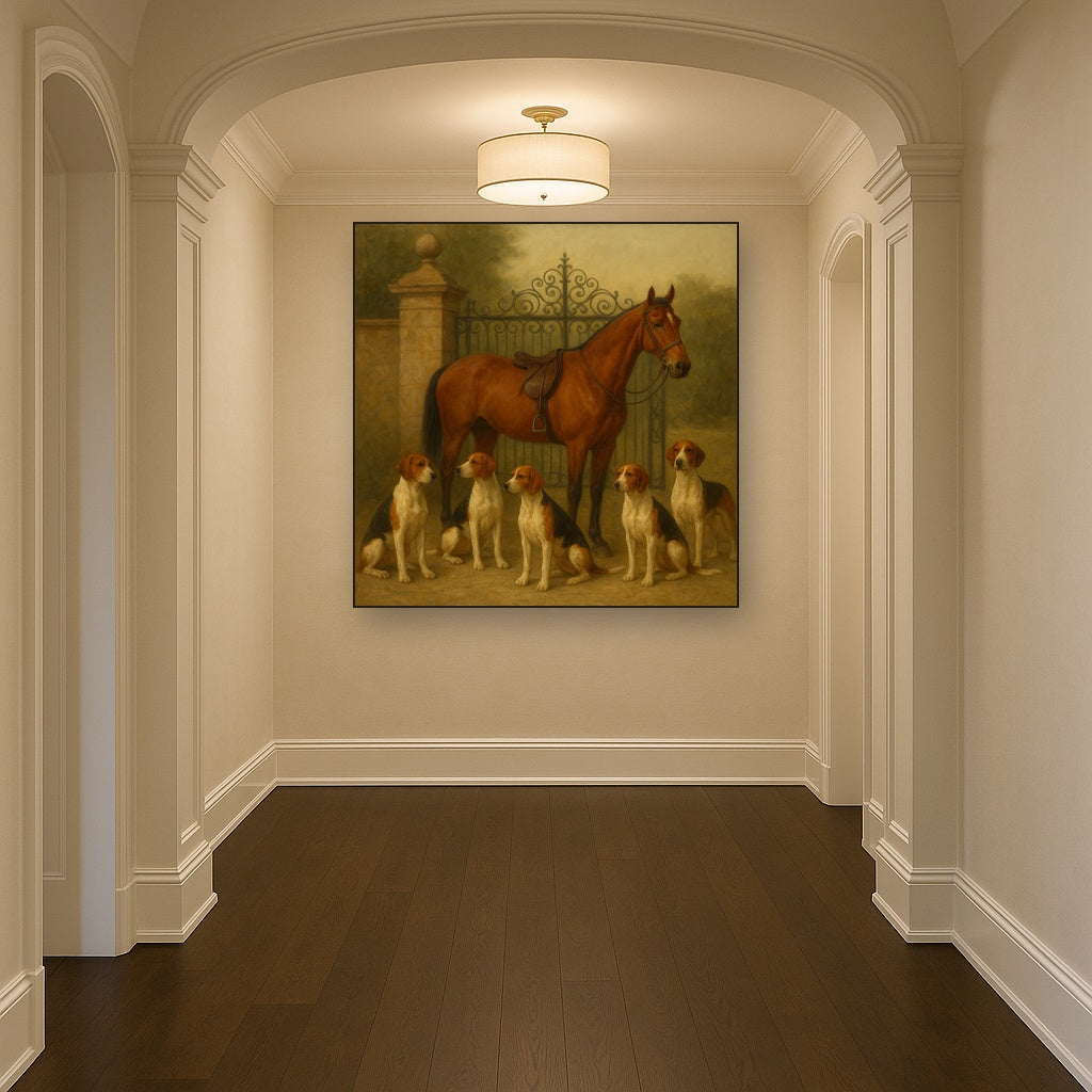 Hunting Hounds & Thoroughbred by Estate Gate No. 18 Oil Painting - View 5